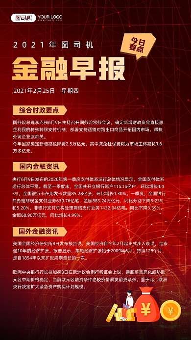 金融行业早报宣传手机海报