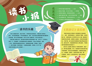 读书学习热爱阅读小报手抄报