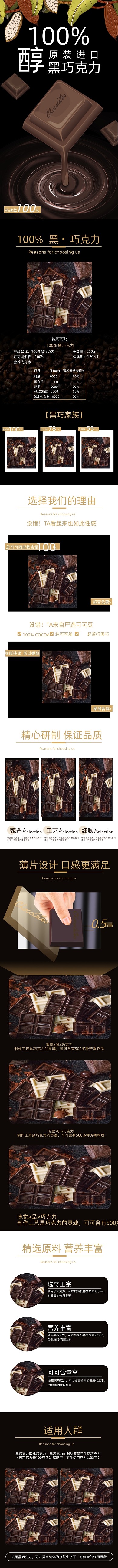 巧克力食品黑色简洁简约详情页