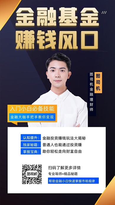 金融基金简约大气金色商务金融手机海报