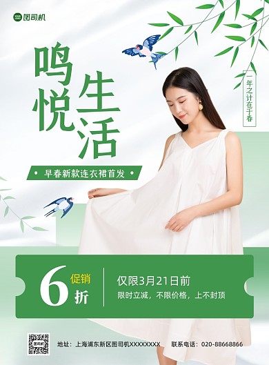 早春新款清新连衣裙推广印刷海报