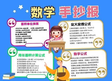 数学学习三年级数学公式小报手抄报