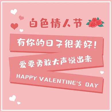 粉色314白色情人节方形配图