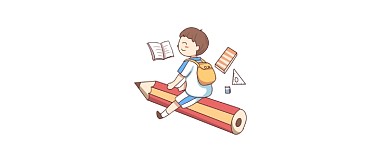 手绘人物教育飞行卡通简笔画