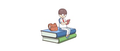 坐在课本学习卡通简笔画