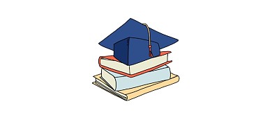 博士帽彩色手绘简笔画