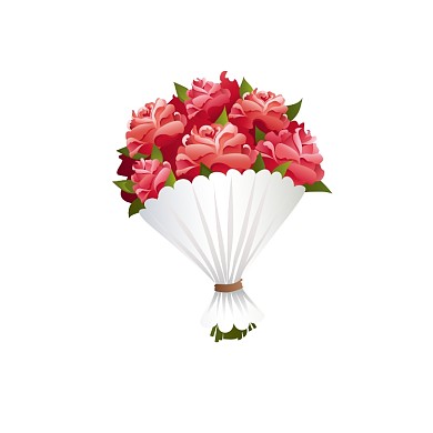 红色鲜花手绘简笔画