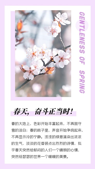 春天踏青赏花奋斗励志竖版配图