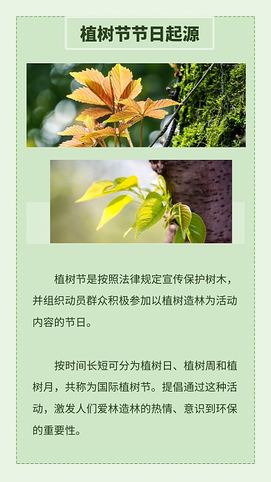 植树节节日起源绿色环保知识竖版配图