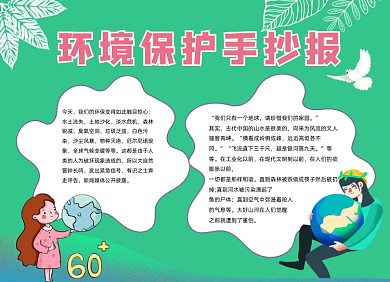 环境保护地球一小时手绘小报手抄报