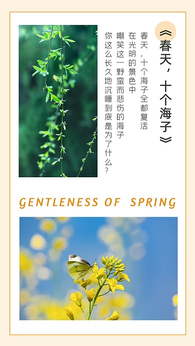 春天诗歌春日美景踏青油菜花竖版配图