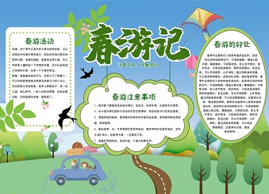 春游卡通小报手抄报