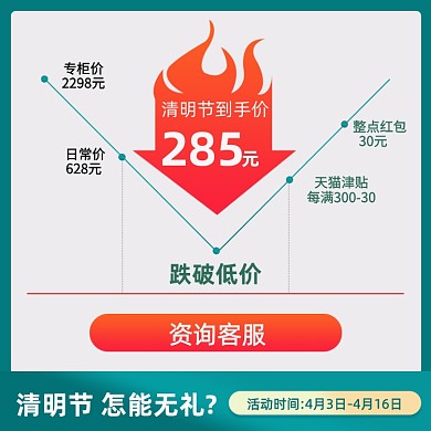 清明节价格曲线春季绿色主图直通车