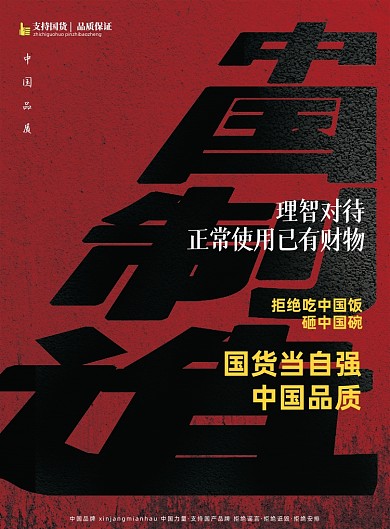 支持国货红色印刷海报