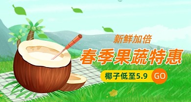 果蔬椰子特惠卡通PC端钻展