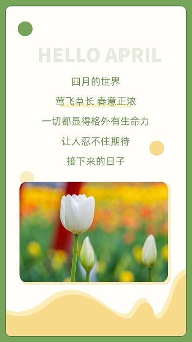 春季踏青出行赏花郁金香小清新竖版配图