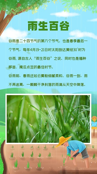 谷雨节气农业生产二十四节气竖版配图
