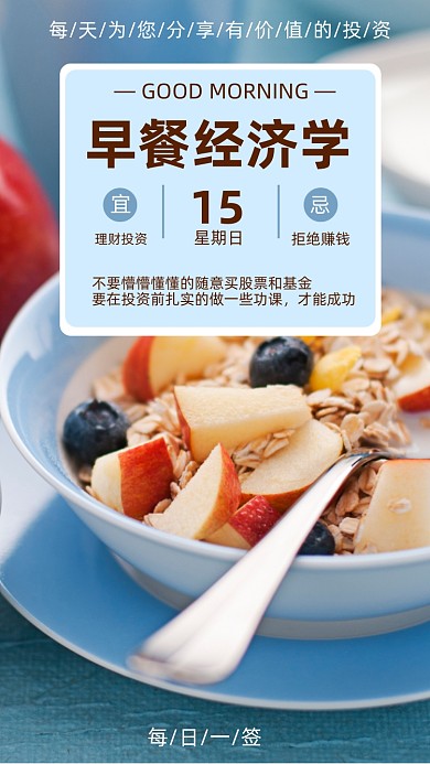 经济学早餐摄影图海报