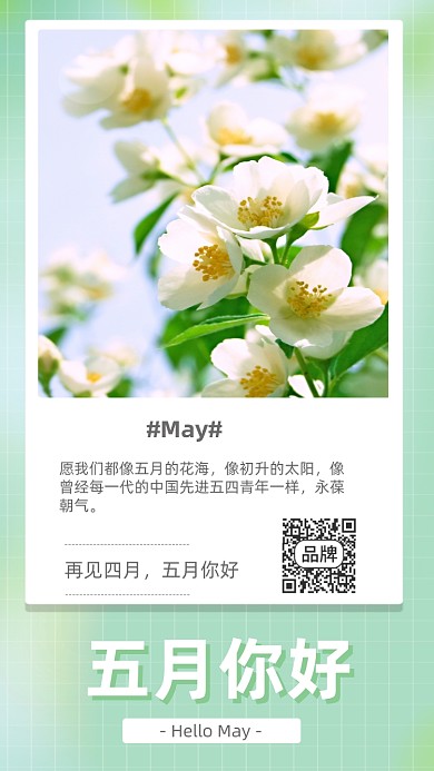 五月你好花卉鲜花摄影图海报