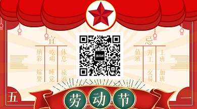 五一劳动节复古风长形二维码