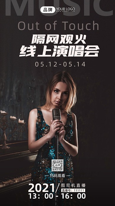 线上演唱会简约风摄影图海报