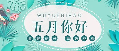 五月你好小清新鸡汤问候公众号首图