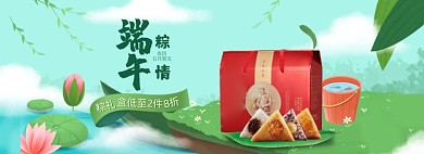 端午节粽子礼盒美食绿色全屏海报