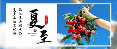 夏至节气蓝色吃荔枝水果公众号首图