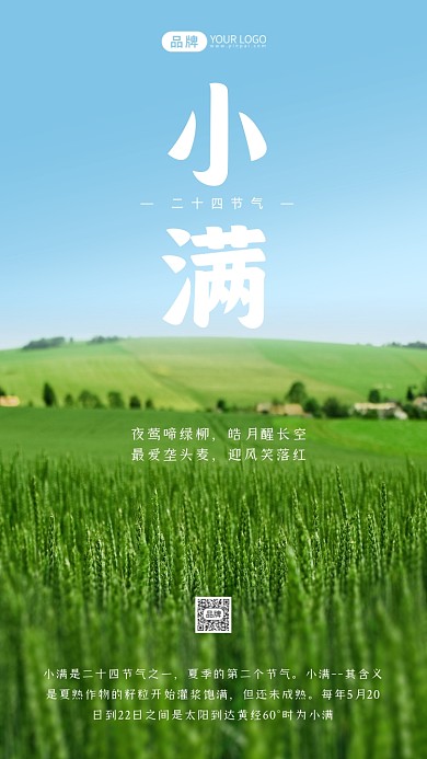 24节气小满清新摄影图海报