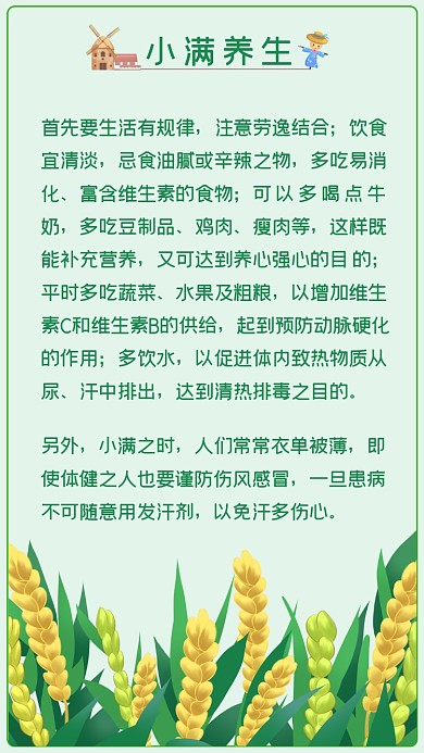 小满养生二十四节气麦穗竖版配图