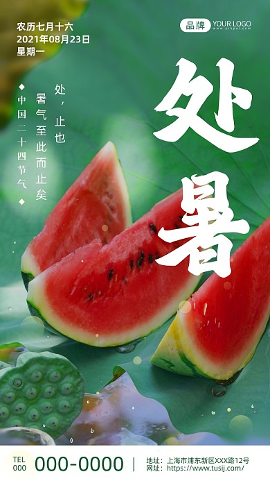 二十四节气处暑摄影图海报