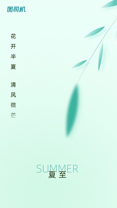 夏至节气清新简约手机海报