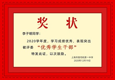 红色简约教育奖状证书