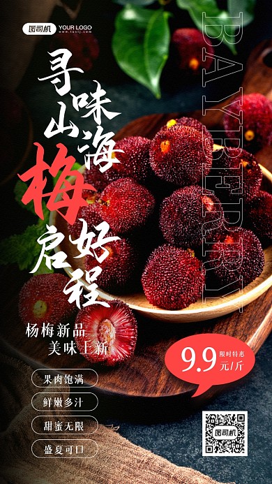 夏季杨梅上新宣传手机海报
