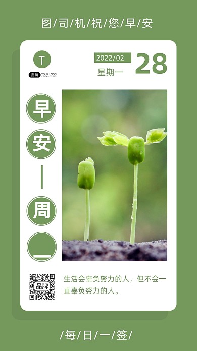 早安每日一签植物摄影图海报