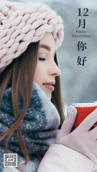 你好十二月冬季问候早安摄影图海报