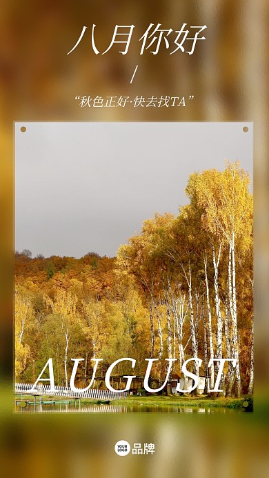 八月你好摄影图海报