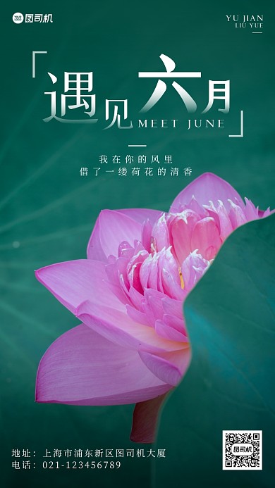 遇见六月夏日唯美日签手机海报