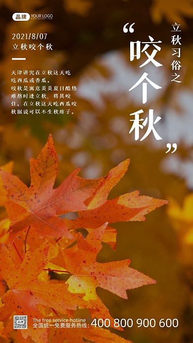 立秋节气文艺风摄影图海报