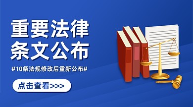 法律条文公布蓝色广告banner