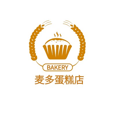 蛋糕烘焙店黄色扁平logo设计