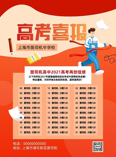 高考喜报高考冲刺插画印刷海报