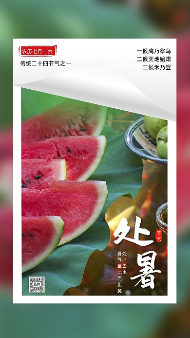 二十四节气处暑摄影图海报