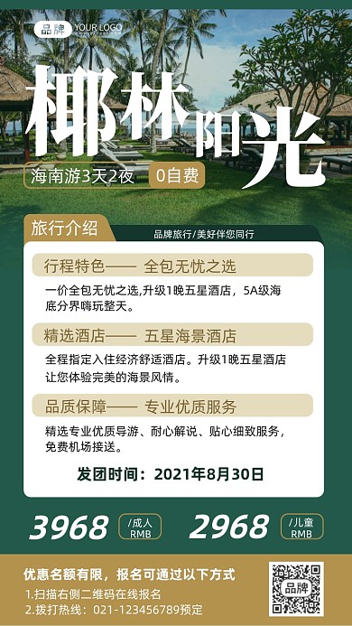 海南椰林旅游清新摄影图海报