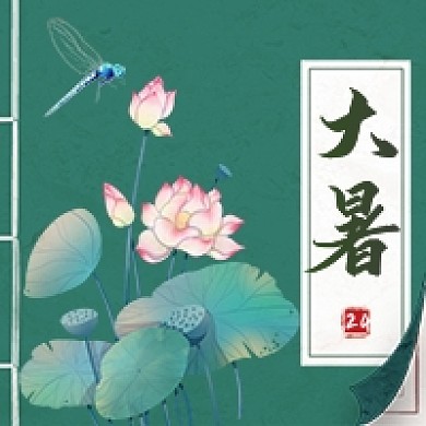 大暑节气中国风绿色公众号次图