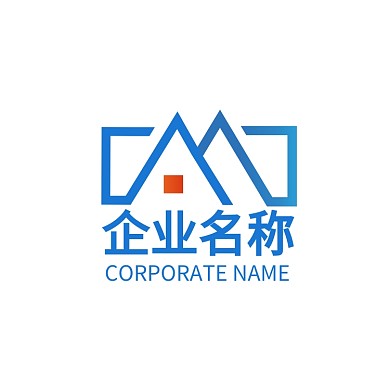 蓝色建筑民宿线条创意logo标志