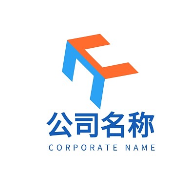 科技蓝橙色创意倾斜字母H