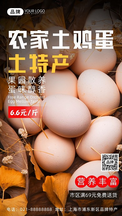 农家土鸡蛋特产营销摄影图海报