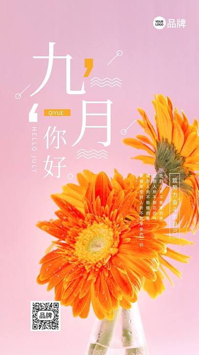 九月你好菊花风景摄影图海报