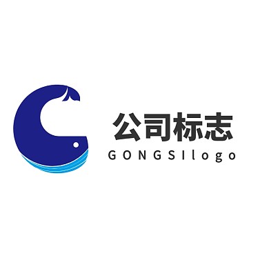 蓝色鲸鱼简约字母LOGO